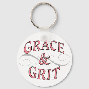 Chaveiro Grace & Grit em rosa e Cinza