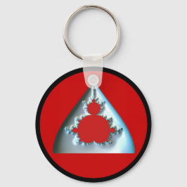 Chaveiro Gradiente Mandelbrot Prata Em Círculo Vermelho