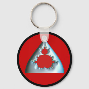 Chaveiro Gradiente Mandelbrot Prata Em Círculo Vermelho