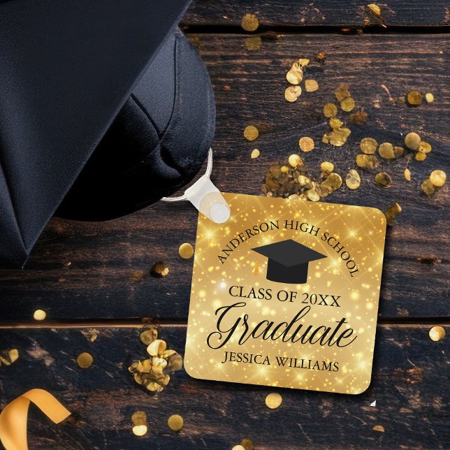Chaveiro Graduação Chic Brilho Dourado Personalizada Gradua (Criador carregado)