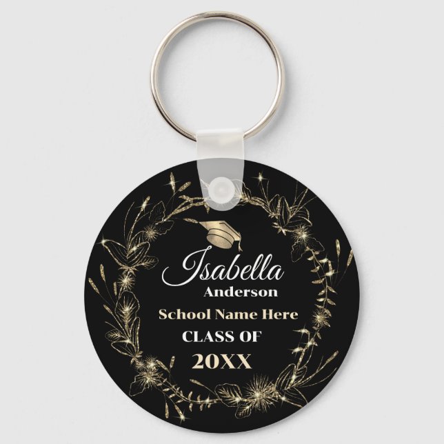 Chaveiro Graduação do Nome do Formando de Quadro Dourado El (Frente)