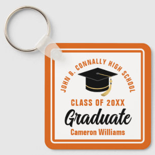 Chaveiro Graduação Personalizada do Formando Branco Laranja