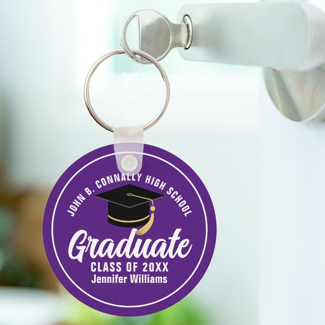 Chaveiro Graduação Personalizada do Formando Branco Roxo 20 (Criador carregado)