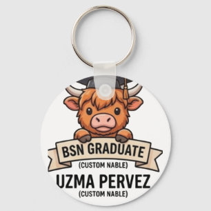 Chaveiro Graduada Enfermeira Vaca Highland Lavanda Vintage 