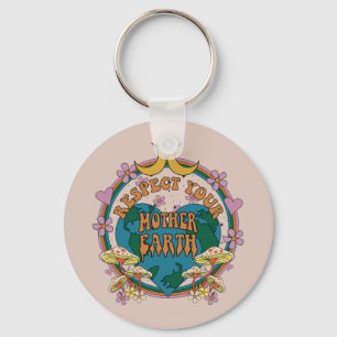 Chaveiro Gráfico da Terra-Mãe Retro dos anos 70