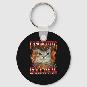 Chaveiro Gráfico de Bootleg de Meme de Gato Engraçado Gasli