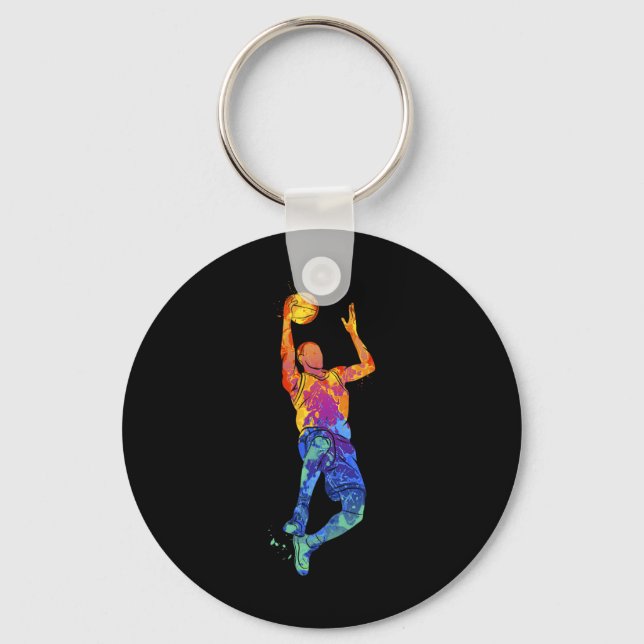 Chaveiro Gráfico de Jogador de Basquete de Dunking (Frente)
