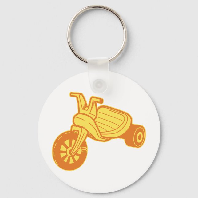 Chaveiro Gráfico de Triciclo Plástico Laranja (Frente)