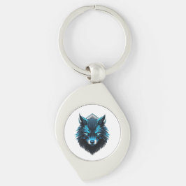 Chaveiro Gráfico do Lobo Cibernético Azul