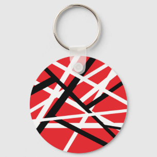 Chaveiro gráfico vermelho, preto e branco