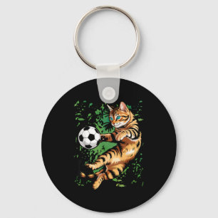 Chaveiro Gráficos de Bola de Futebol de Gato Engraçado _1
