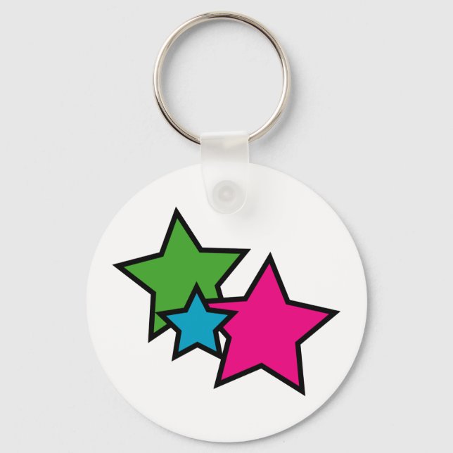 Chaveiro Gráficos Retro Neon Stars – Arte Pop Y2K dos Anos  (Frente)