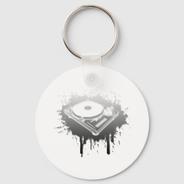 Chaveiro Grafite girável DJ - Music Vinyl Disk Jockey (Frente)
