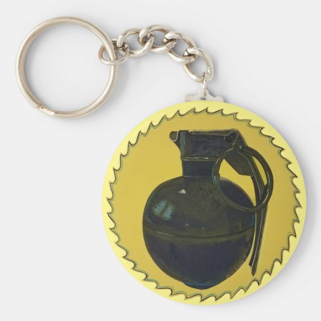 Chaveiro Granada em verde em amarelo (Frente)