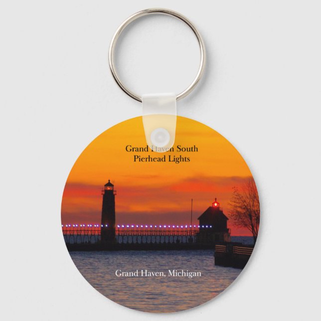 Chaveiro Grand Haven South Pierhead Lights sunset key (Frente)