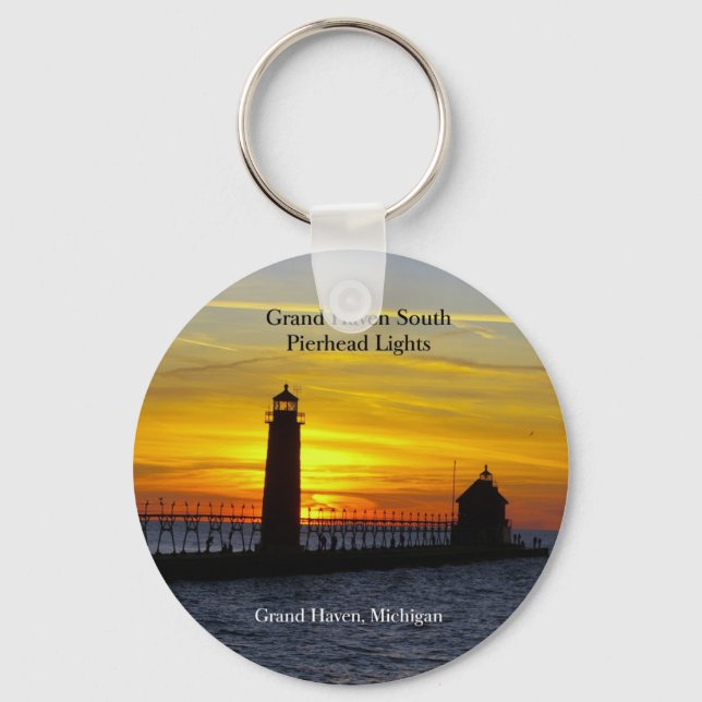 Chaveiro Grand Haven South Pierhead Lights sunset key (Frente)