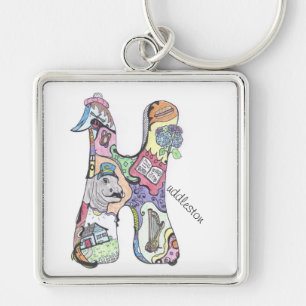 Chaveiro grande corrente chave quadrada:  Uddleston de "H "