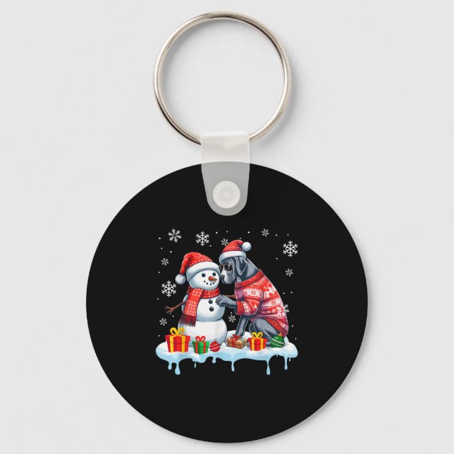 Chaveiro Grande Dane Sungles Sweater Construiu Snowman Xmas (Frente)