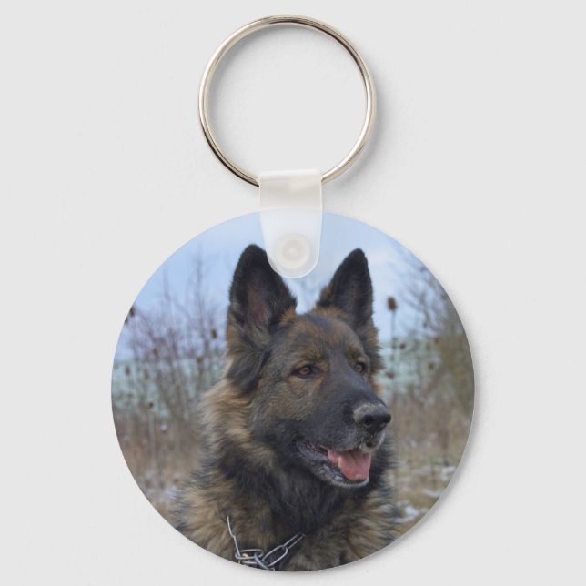 Chaveiro Grande German shepherd de sela preta (Frente)