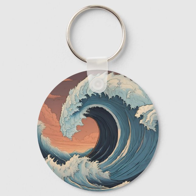 Chaveiro Grande onda de tsunami (Frente)