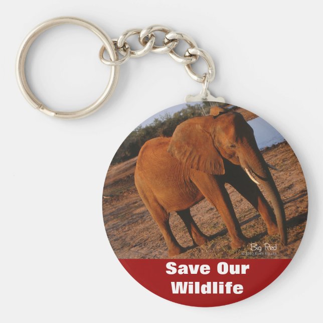 Chaveiro Grande Pulseira Vermelha Salve Nossa Vida Selvagem (Frente)