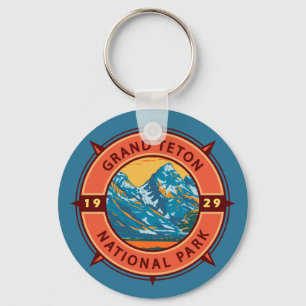 Chaveiro Grande Teton National Park Retro Compass Emblem