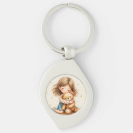 Chaveiro Grandes Abraços - Garota Bonita Abraçando Urso de