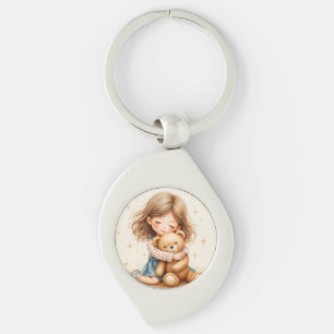 Chaveiro Grandes Abraços - Garota Bonita Abraçando Urso de