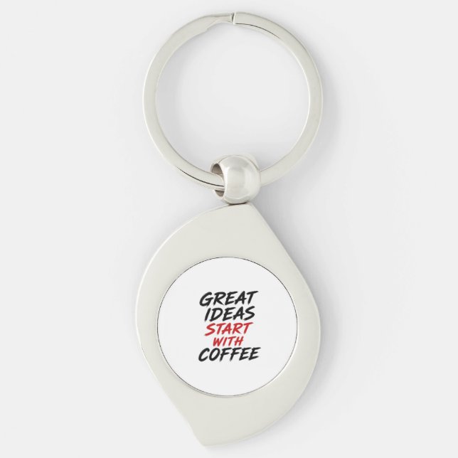 Chaveiro Grandes ideias começam com café (Frente)