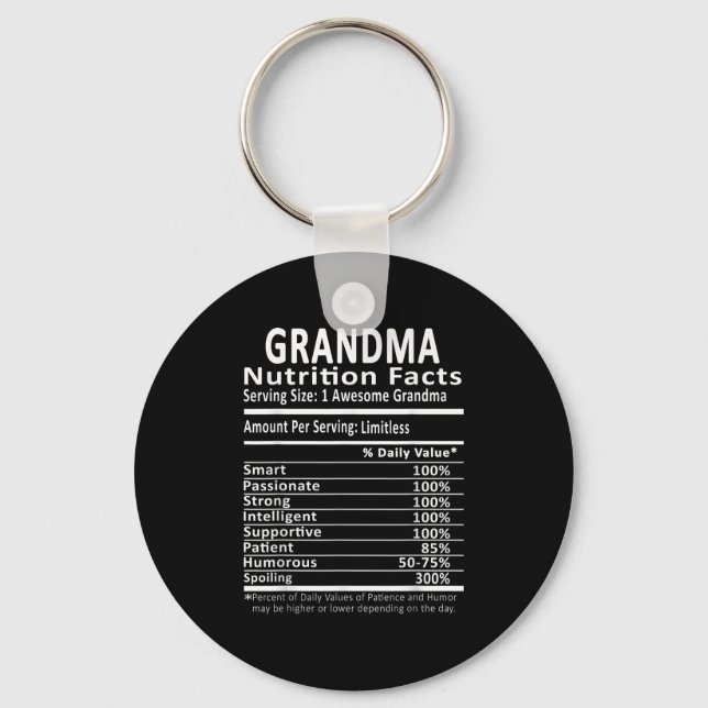 Chaveiro Grandma Nutrition Facts Halloween Thanksgiving Chr (Frente)
