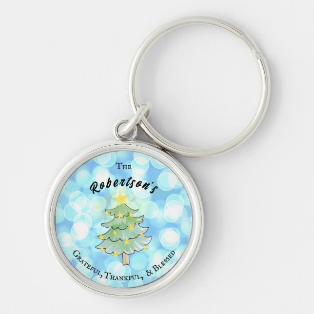 Chaveiro Grata, agradecida e abençoada personalizada (Frente)