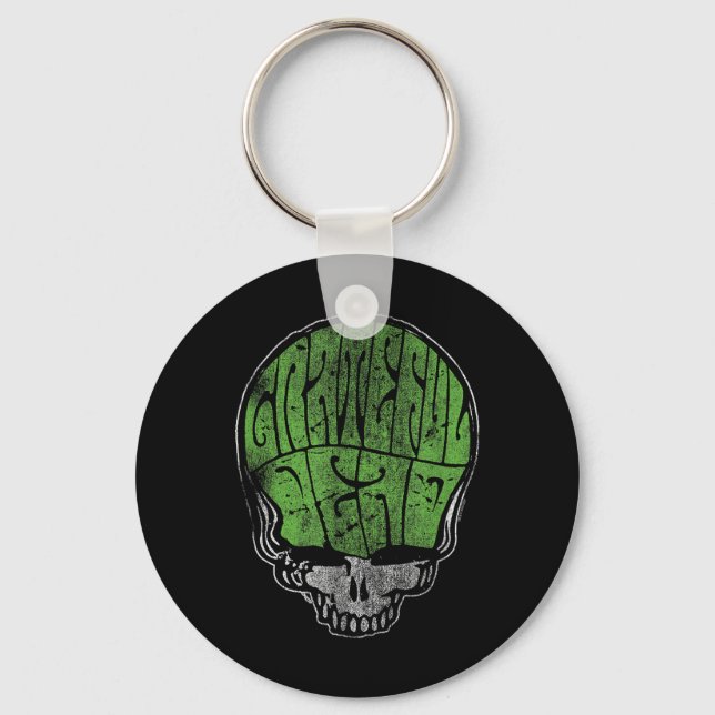 Chaveiro Grateful Dead Psychedelic Green Stealie Skull Vint (Frente)