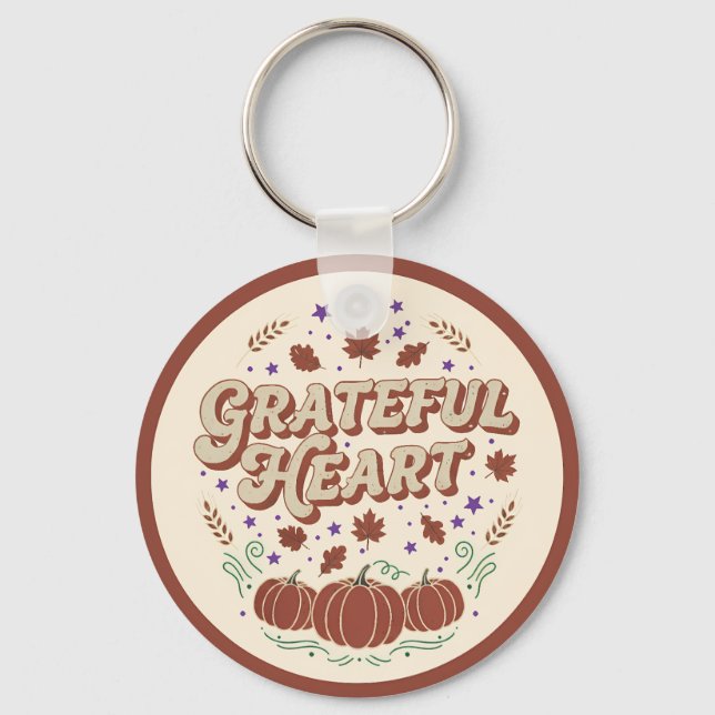 Chaveiro Grateful Heart Autumn Pumpkin Design (Frente)