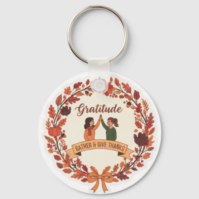 Chaveiro Gratitude Friends Wreath Icon | Thanksgiving (Frente)