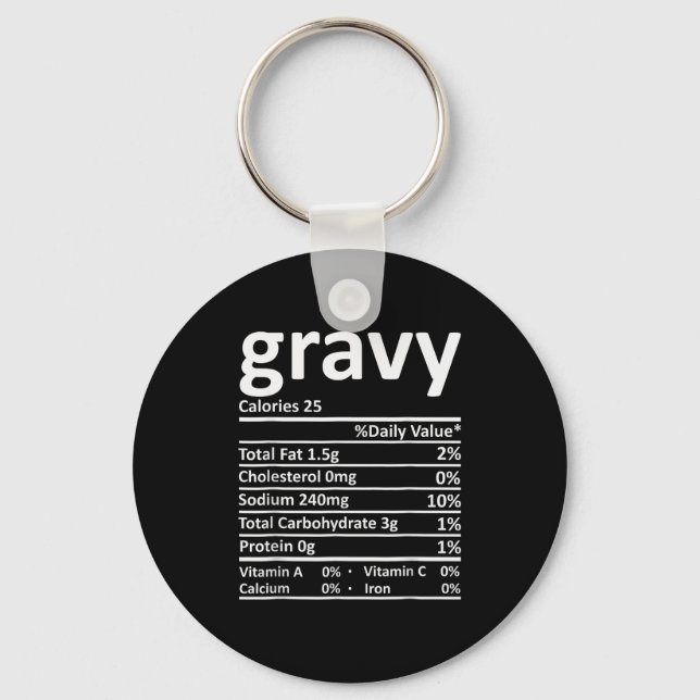 Chaveiro Gravy Nutrition Facts Funny Thanksgiving Christmas (Frente)