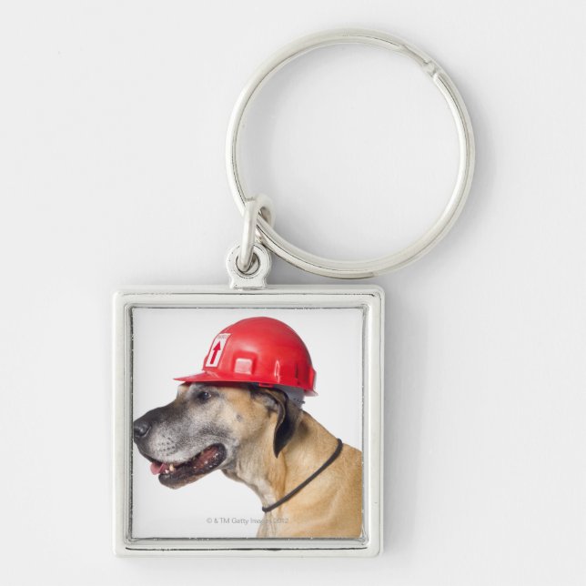 Chaveiro Great dane que veste um capacete vermelho da (Frente)