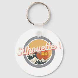 Chaveiro Great Wave & Neon Kanji – Retro Japanese Fuji Des