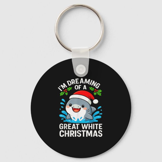 Chaveiro Great White Christmas Shark Funny Santa Holiday Pu (Frente)