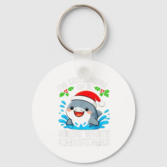 Chaveiro Great White Christmas Shark Funny Santa Holiday Pu (Frente)
