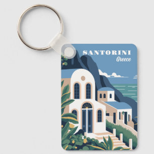 Chaveiro Grécia Santorini de Nome e Texto Personalizado