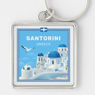 Chaveiro Grécia Santorini de Texto Personalizado