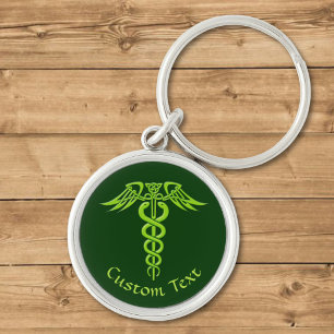 Chaveiro Green Celtic Knot Caduceus