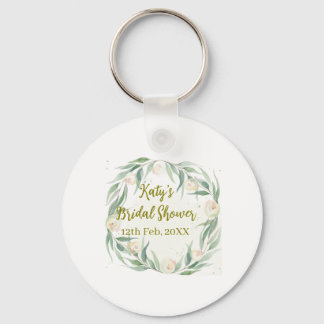 Chaveiro Green eucalyptus floral bridal shower name date go