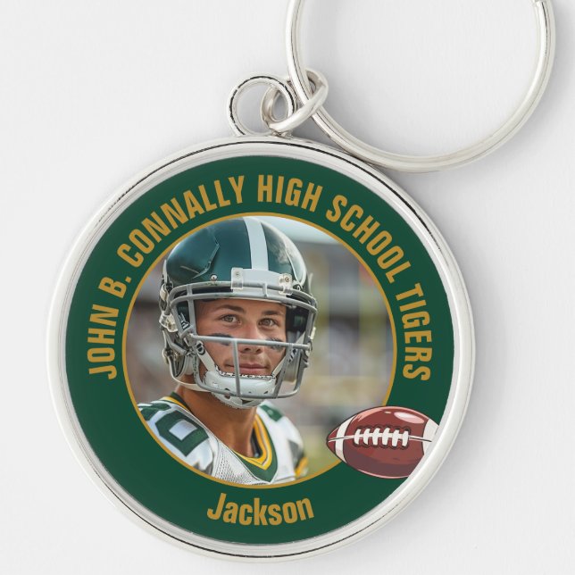 Chaveiro Green Gold Football Player Photo Commemorative (Frente)