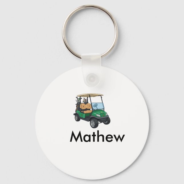 Chaveiro Green golf car name man sports boy gifts letter  (Frente)