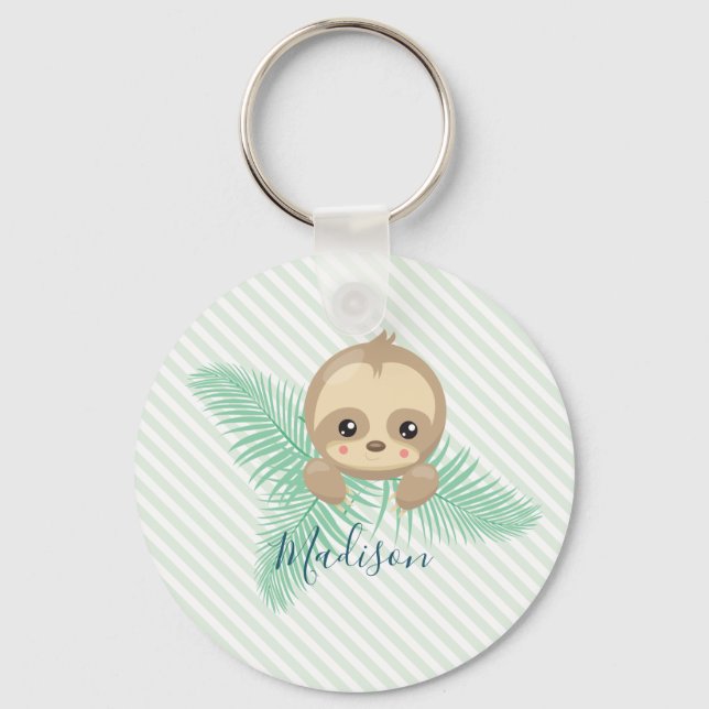Chaveiro Green Happy Baby Sloth Chá de fraldas (Frente)