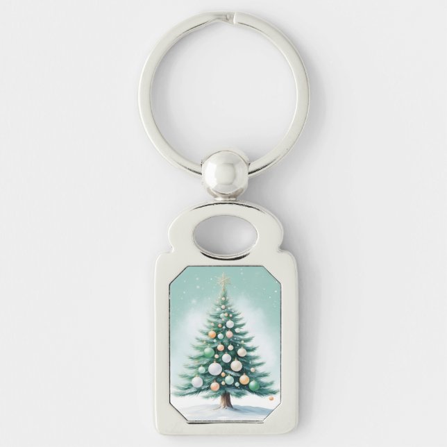 Chaveiro Green Pine Tree and Background | Silver Green Oran (Frente)