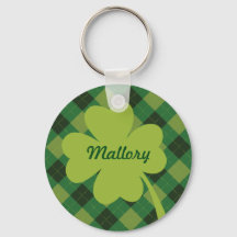 Green Plaid St. Patty's Day Personalized Keychain