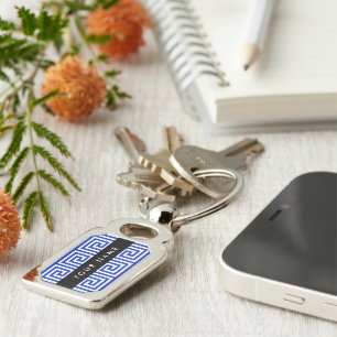 Chaveiro Grego Meander Key Blue, Seu Nome, Personalize
