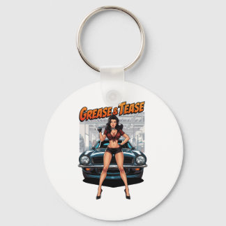 Chaveiro Grelha & Provocação – Garota Pin-Up de Hot Rod